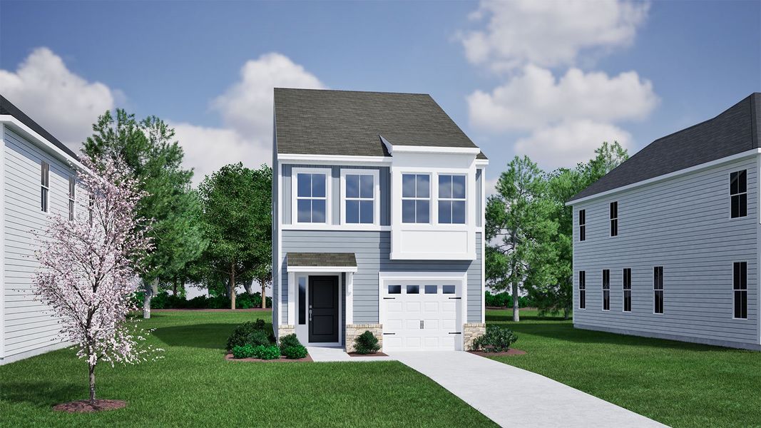 Front exterior of a new home in Laurinton Farms, Hopkins, SC, highlighting curb appeal (Image 1).