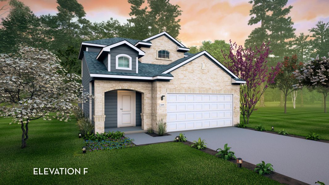 Representative exterior photo of a completed home built from the Mesquite by CastleRock Communities in Windrose Green, Angleton, TX (Image 17).