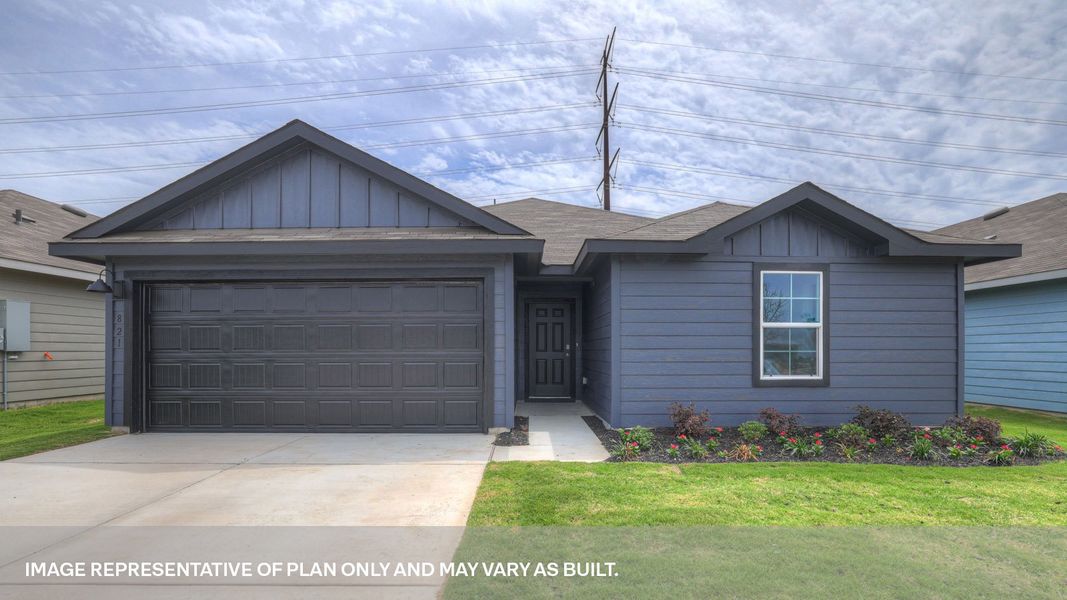 Representative exterior photo of a completed home built from the The Bellvue by D.R. Horton in Swenson Heights, Seguin, TX (Image 2). Representative exterior photo of a completed home built from the The Bellvue by D.R. Horton in Swenson Heights, Seguin, TX (Image 2).