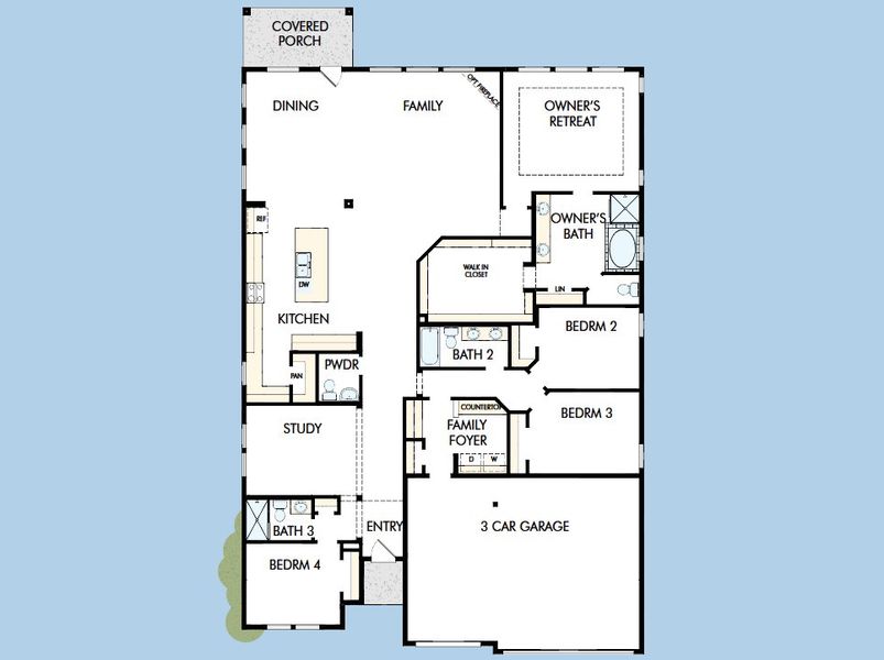 2D floor plan layout for the The Grapeland by David Weekley Homes in Windsong - Legacy Series, Boerne, TX (Image 3). 2D floor plan layout for the The Grapeland by David Weekley Homes in Windsong - Legacy Series, Boerne, TX (Image 3).