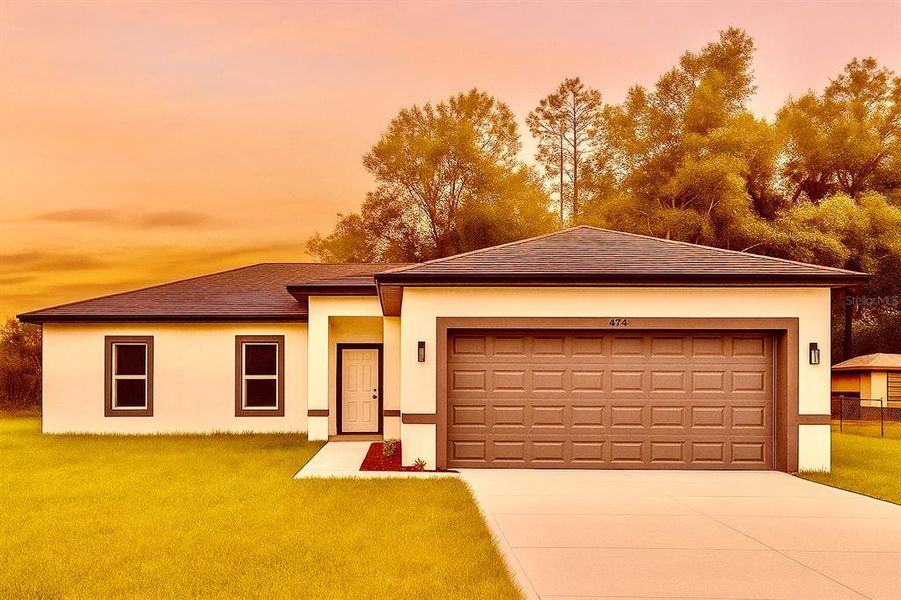Front exterior of a new home in , Citrus Springs, FL, highlighting curb appeal (Image 13). Front exterior of a new home in , Citrus Springs, FL, highlighting curb appeal (Image 13).