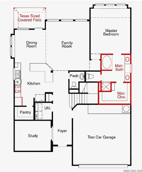 2D floor plan layout of this home in The Parklands, Schertz, TX (Image 3).