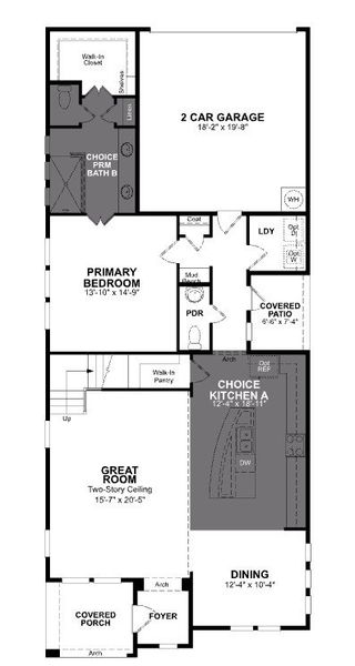 2D floor plan layout of this home in Wildflower Ranch, Justin, TX (Image 2).