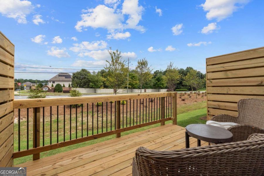 Exterior details and patio area of a home in Crescent Towns, Riverdale (Image 2).