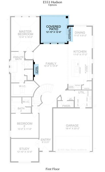 2D floor plan layout for the Hudson by Landon Homes in East Village - Classic Series, Frisco, TX (Image 28).