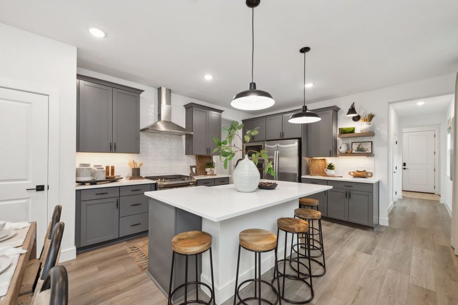 Kitchen with pendant lighting