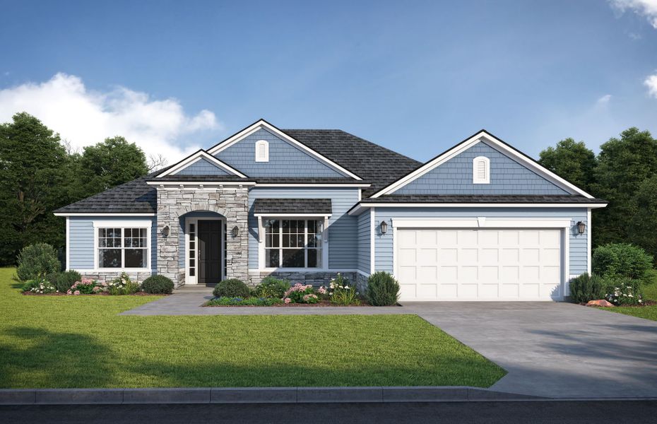 Representative exterior photo of a completed home built from the Clairmont by SEDA New Homes in Sandy Ridge, Yulee, FL (Image 5). Representative exterior photo of a completed home built from the Clairmont by SEDA New Homes in Sandy Ridge, Yulee, FL (Image 5).