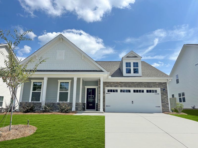 Front exterior of a new home in The Beacon at Old Peachtree Single Family Homes, Lawrenceville, GA, highlighting curb appeal (Image 34).