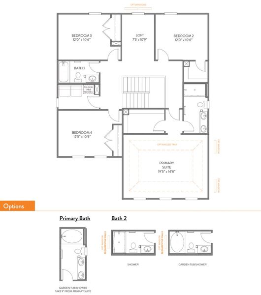 2D floor plan layout for the Whitney by True Homes in Westbrook Falls, Colfax, NC (Image 10).