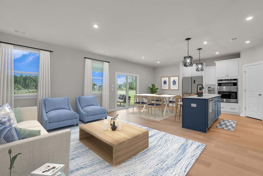 Family Room, Kitchen and Dining Area