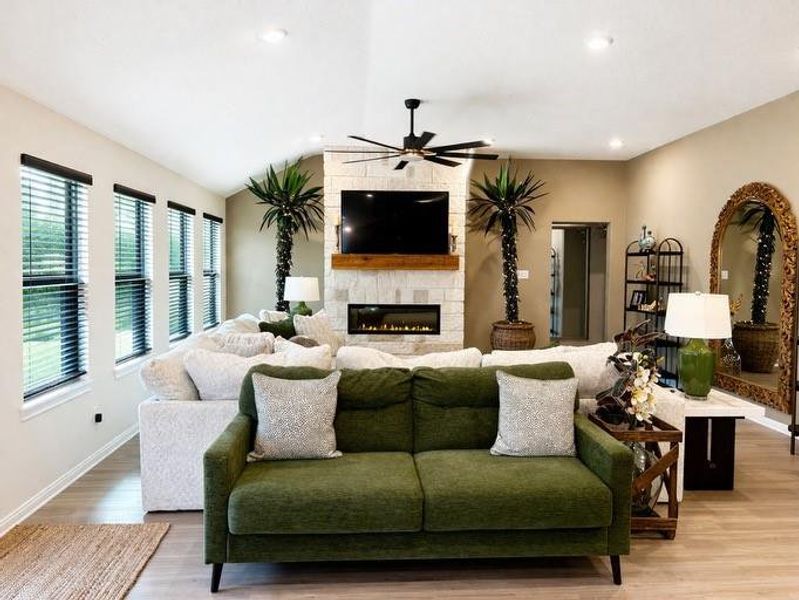 Family room open from kitchen