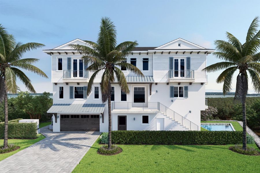 Front exterior of a new home in , Stuart, FL, highlighting curb appeal (Image 1). Front exterior of a new home in , Stuart, FL, highlighting curb appeal (Image 1).