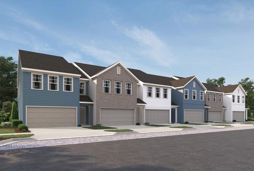 Representative exterior photo of a completed home built from the Foxglove by Ashton Woods in Eastlyn Crossing - Townhomes, Flowery Branch, GA (Image 14).