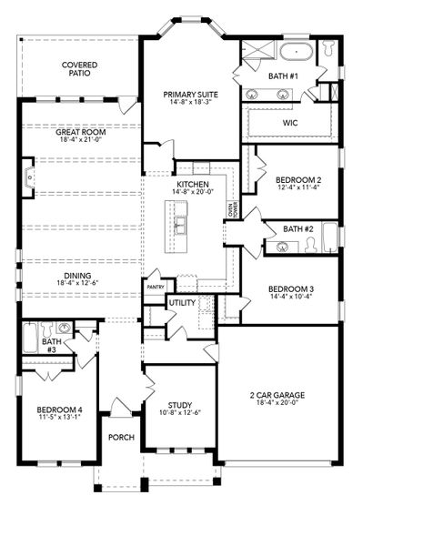 2D floor plan layout of this home in Country Lakes, Denton, TX (Image 4). 2D floor plan layout of this home in Country Lakes, Denton, TX (Image 4).