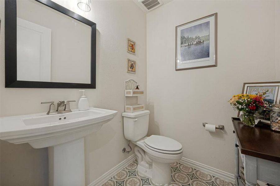 Upstairs powder bath Upstairs powder bath
