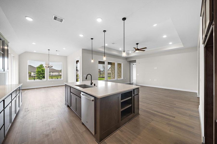 Representative furnished interior of a home built from the Sweet Clover by Caldwell Homes in The Highlands, Porter (Image 7). Representative furnished interior of a home built from the Sweet Clover by Caldwell Homes in The Highlands, Porter (Image 7).