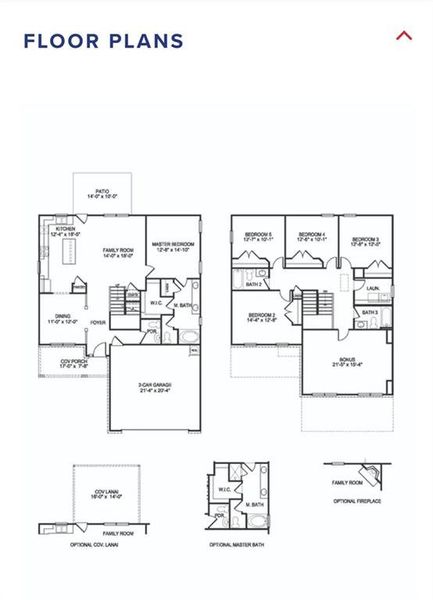 2D floor plan layout of this home in The Fields of Walnut Creek, Pendergrass, GA (Image 4).