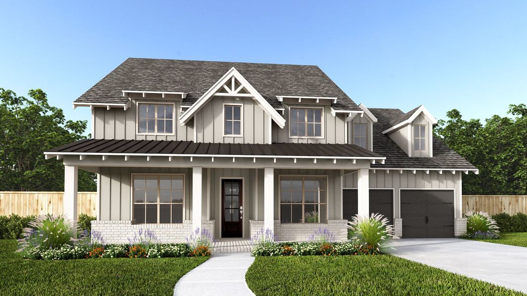 Representative exterior photo of a completed home built from the 585A by Britton Homes in The Tribute, The Colony, TX (Image 2). Representative exterior photo of a completed home built from the 585A by Britton Homes in The Tribute, The Colony, TX (Image 2).