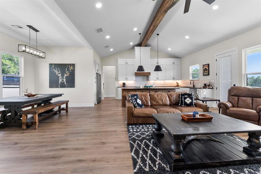 Open Concept Dining, Living and Kitchen