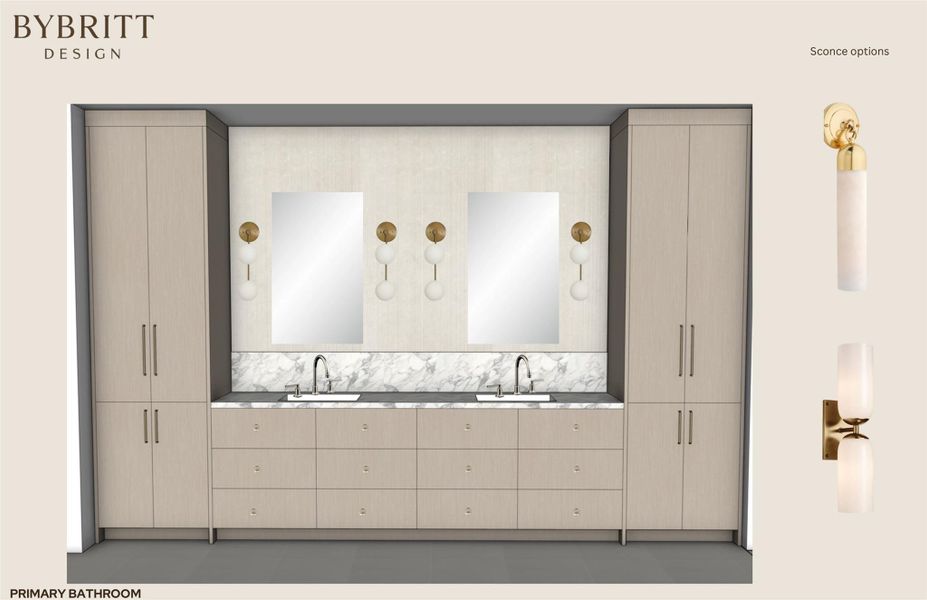 Double vanity with light wood-finish cabinetry, integrated sinks, and polished chrome faucets