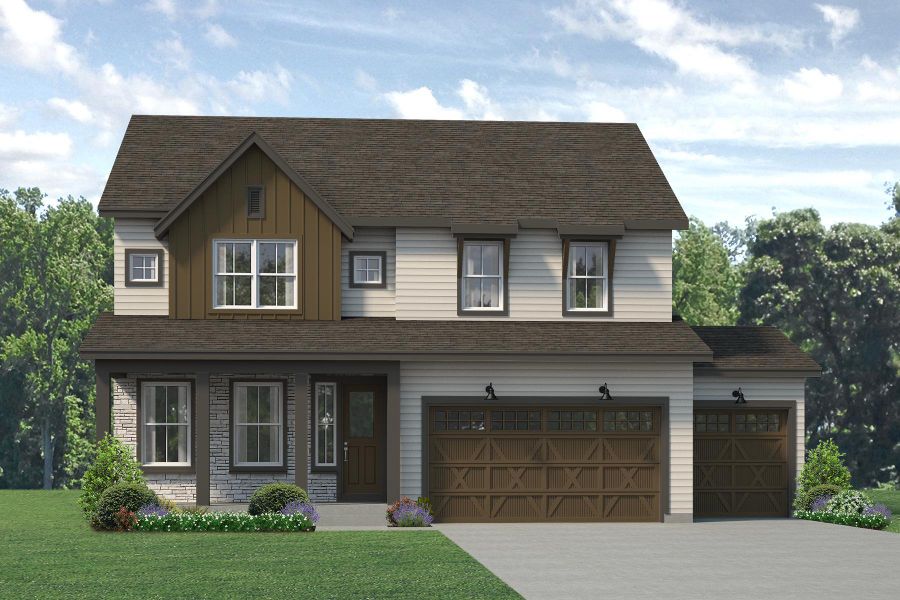 Representative exterior photo of a completed home built from the Gunnison by Risewell Homes in Highlands Preserve, Mead, CO (Image 15).