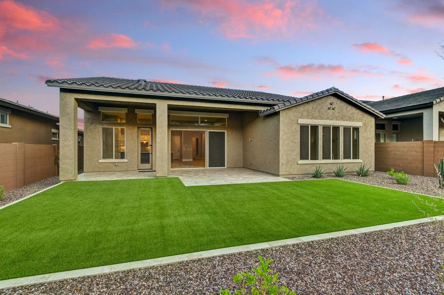 Exterior details and patio area of a home in Meridian at Northpointe at Vistancia, Peoria (Image 22).