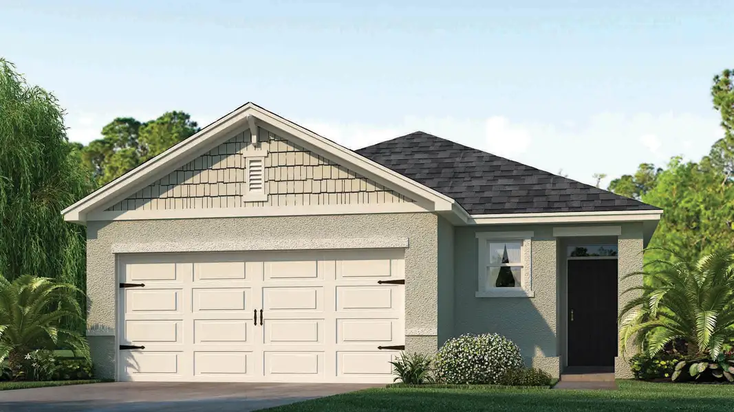 Front exterior of a new home in Harmony West, St. Cloud, FL, highlighting curb appeal (Image 2).