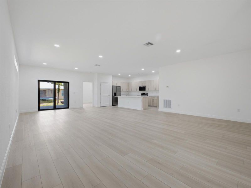 Foyer to Dining Kitchen Living