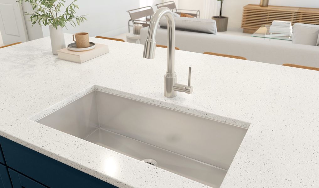 Quartz countertop & brushed nickel finishes