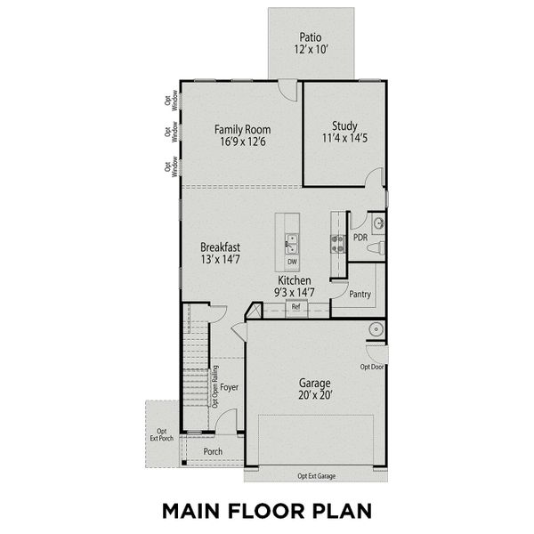 2D floor plan layout for the The Adalynn A by Davidson Homes LLC in Villas at Carpenter Woods, Durham, NC (Image 3). 2D floor plan layout for the The Adalynn A by Davidson Homes LLC in Villas at Carpenter Woods, Durham, NC (Image 3).