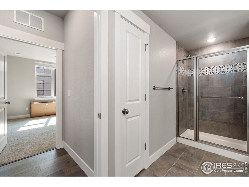 additional storage in linen closet in primary bathroom