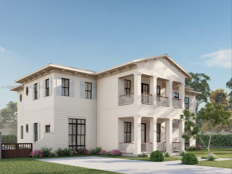 Front exterior of a new home in , Pinecrest, FL, highlighting curb appeal (Image 4).