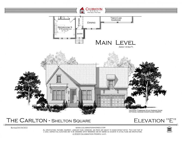 Representative rendering of the exterior for the Carlton by Celebration Homes (Image 1).