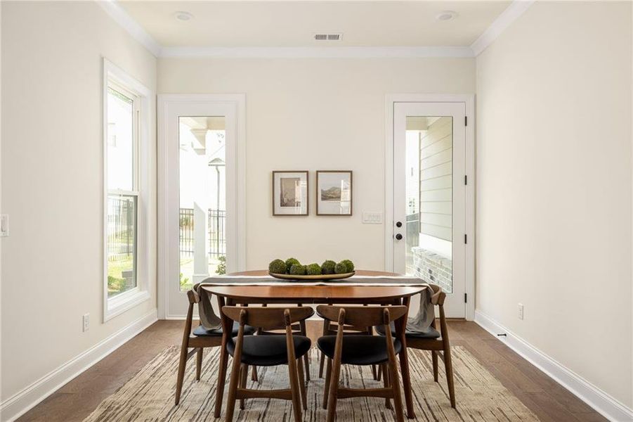 Furnished interior view inside a new home in Evanshire Single Family, Duluth (Image 35). Furnished interior view inside a new home in Evanshire Single Family, Duluth (Image 35).