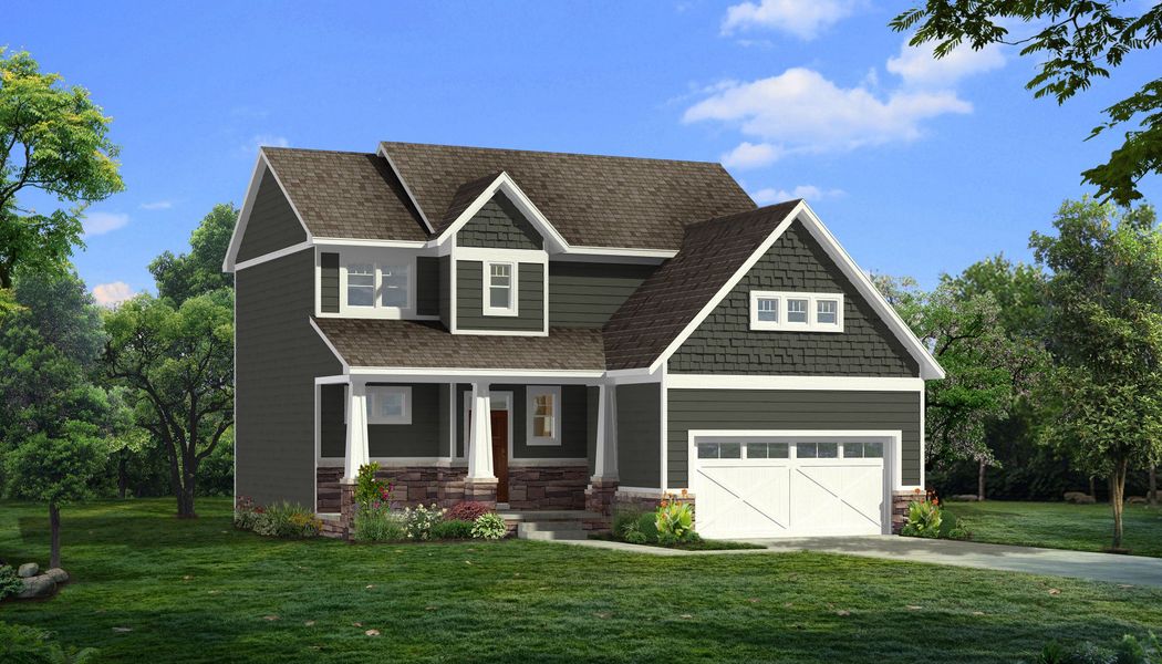 Representative exterior photo of a completed home built from the The Eaton by Norfolk Homes in Preserve at Magnolia Park, Jackson, MI (Image 1). Representative exterior photo of a completed home built from the The Eaton by Norfolk Homes in Preserve at Magnolia Park, Jackson, MI (Image 1).