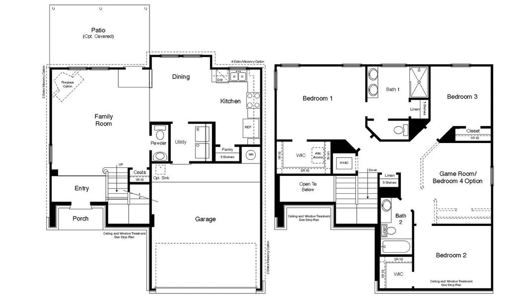 2D floor plan layout for the Bridger by D.R. Horton in Three Creeks - Colt Creek, Belton, TX (Image 2). 2D floor plan layout for the Bridger by D.R. Horton in Three Creeks - Colt Creek, Belton, TX (Image 2).