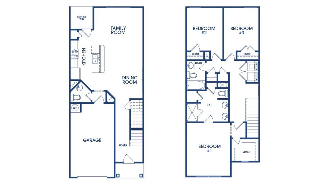 2D floor plan layout for the Maywood 3 by D.R. Horton in The Parish at Flat Rock Townhomes, Graniteville, SC (Image 5).