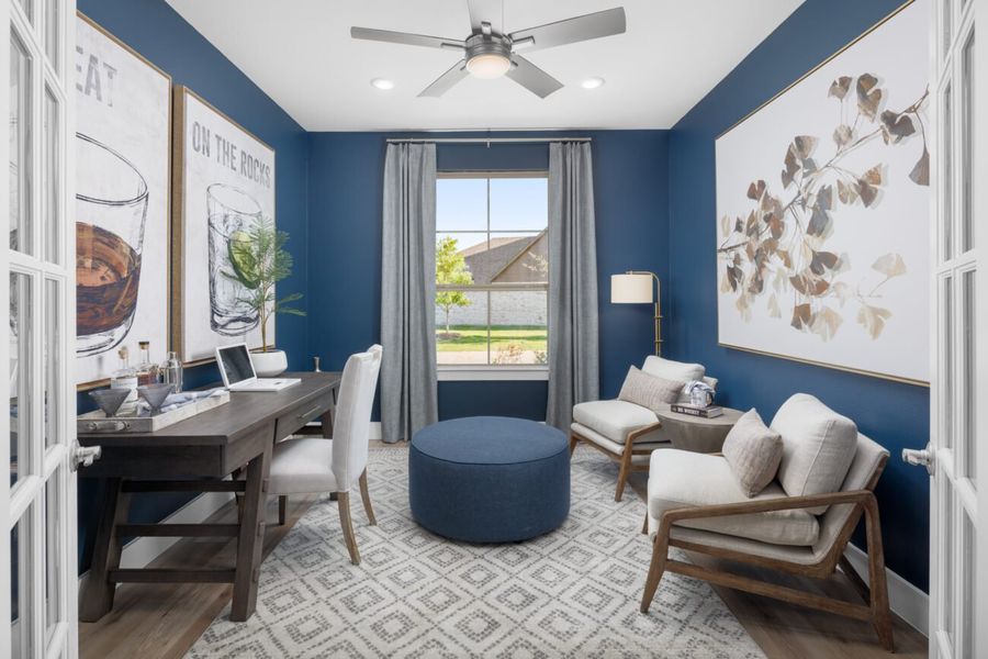 Representative furnished interior of a home built from the Verona 2 by Ladera Texas in Ladera at Timberbrook, Justin (Image 3).