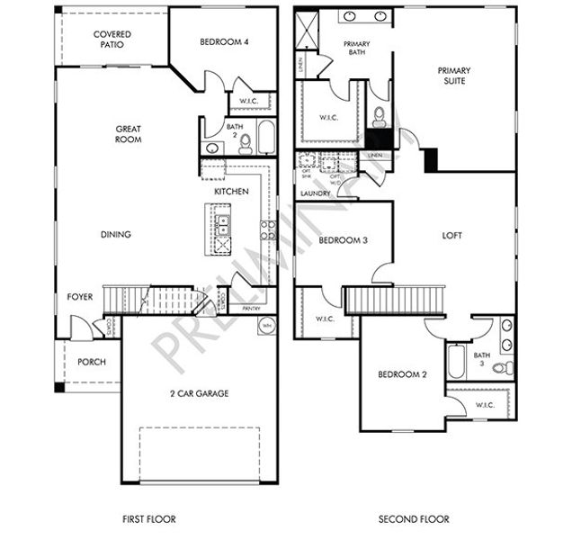 2D floor plan layout for the Vineyard by Meritage Homes in Sonora at Entrada del Pueblo, Sahuarita, AZ (Image 3).