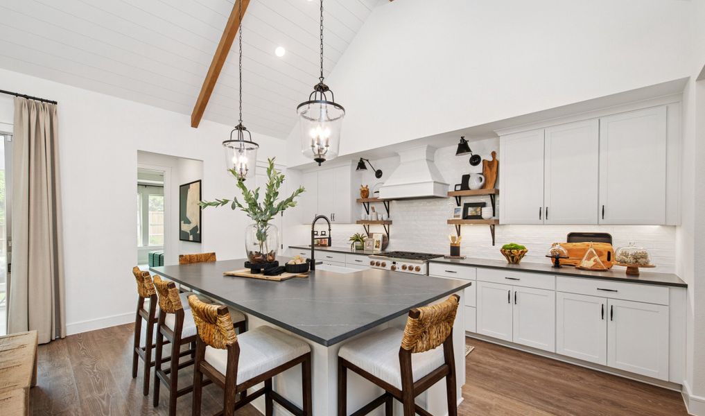 Kitchen with pendant lighting and spacious island