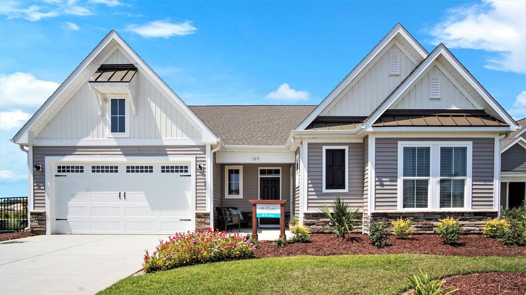 Representative exterior photo of a completed home built from the The Seashore by Chesapeake Homes in Bridgewater - Shorehaven Village, Little River, SC (Image 2). Representative exterior photo of a completed home built from the The Seashore by Chesapeake Homes in Bridgewater - Shorehaven Village, Little River, SC (Image 2).