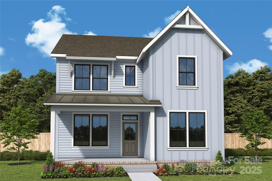 Front exterior of a new home in The River District - Pioneer Collection, Charlotte, NC, highlighting curb appeal (Image 1). Front exterior of a new home in The River District - Pioneer Collection, Charlotte, NC, highlighting curb appeal (Image 1).