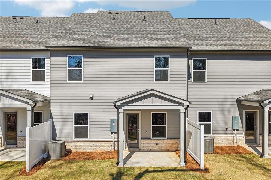 Exterior details and patio area of a home in Eastlyn Crossing, Flowery Branch (Image 18). Exterior details and patio area of a home in Eastlyn Crossing, Flowery Branch (Image 18).