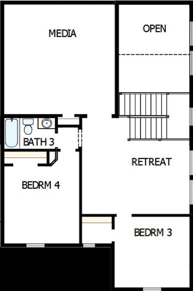 2D floor plan layout of this home in South Pointe  Village Series, Mansfield, TX (Image 6).