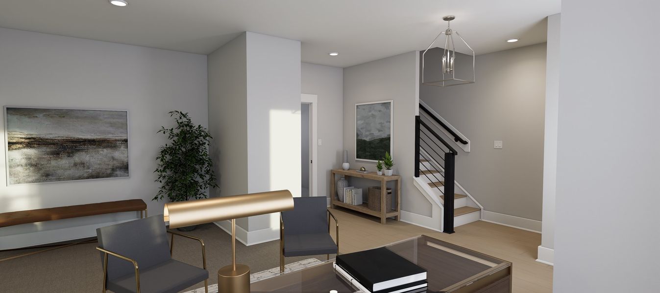 Representative furnished interior of a home built from the Atlas End Unit by Baker Residential in Atwater Station - Midtown Collection, Fuquay Varina (Image 20).