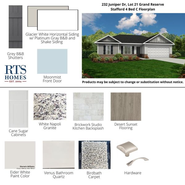 2D floor plan layout of this home in Grand Reserve, Hinesville, GA (Image 3).