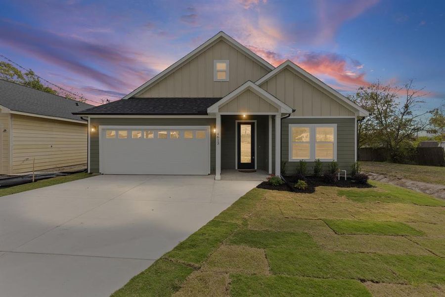 Front exterior of a new home in , Greenville, TX, highlighting curb appeal (Image 1). Front exterior of a new home in , Greenville, TX, highlighting curb appeal (Image 1).