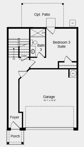 2D floor plan layout of this home in Somerset at Veterans Memorial, Mableton, GA (Image 4).