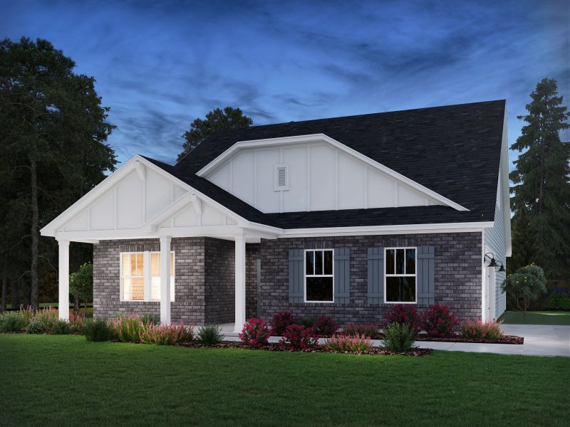 Representative exterior photo of a completed home built from the Carolina Side Load by Meritage Homes in Brighton Springs, York, SC (Image 9). Representative exterior photo of a completed home built from the Carolina Side Load by Meritage Homes in Brighton Springs, York, SC (Image 9).