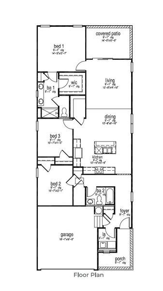 2D floor plan layout for the Jemison by D.R. Horton in Altama, Brunswick, GA (Image 3).
